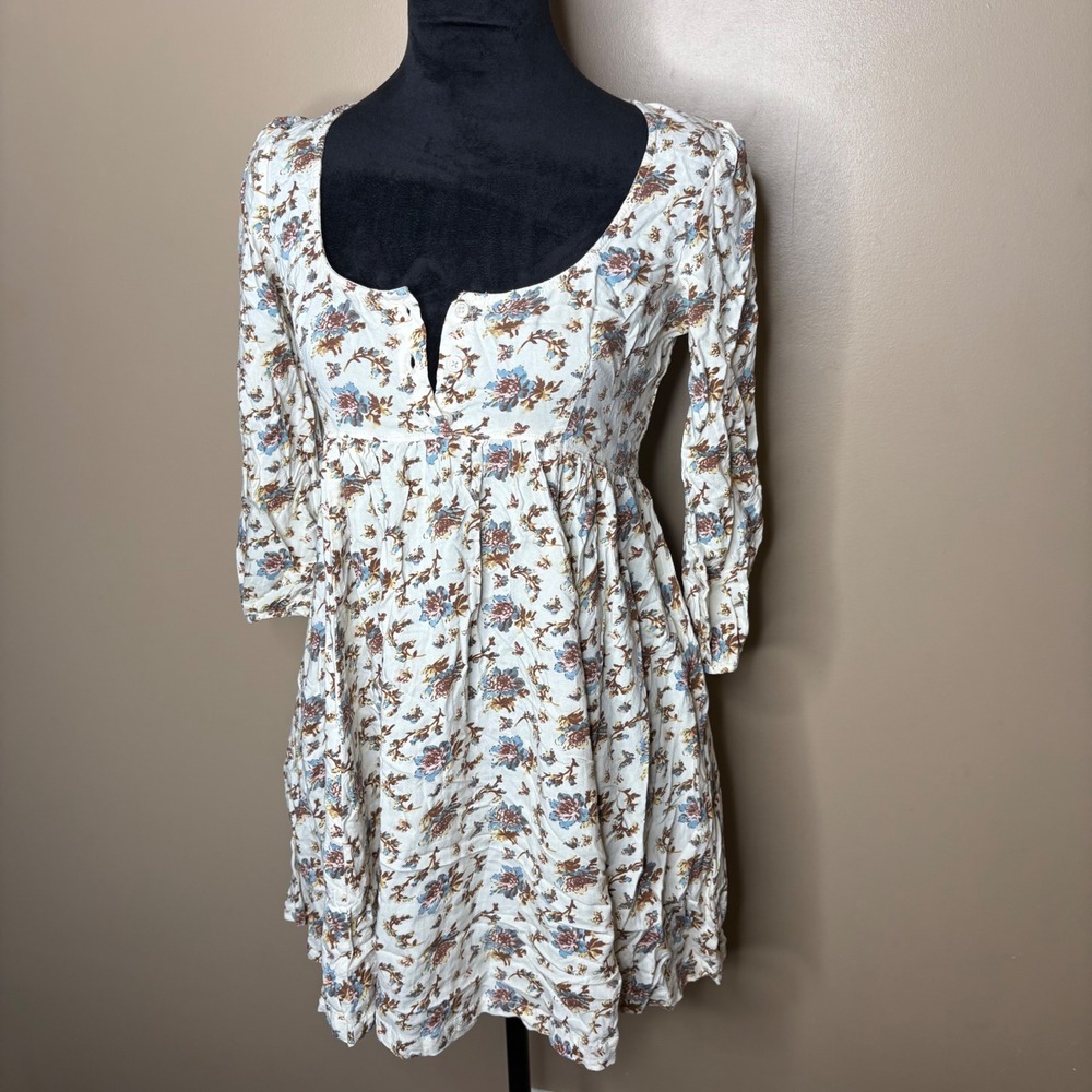 Denim & Supply Ralph Lauren Floral Mini Dress Cream XS Romantic Cottagecore
